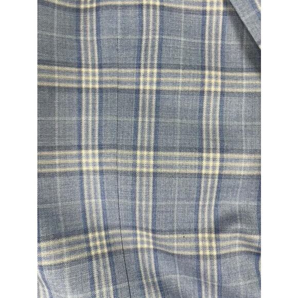Roberto Rosso Blue Plaid Blazer 46R Italian Wool Poly Sport Coat Modena Filarte - Picture 10 of 12